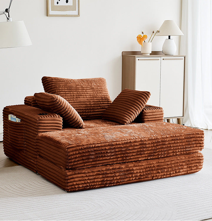 Vacuum Compressed Sofa Second-Hand Modular Combination Small Apartment Wabi-Sabi Style Living Room Designer Lamb Wool Fabric Sofa