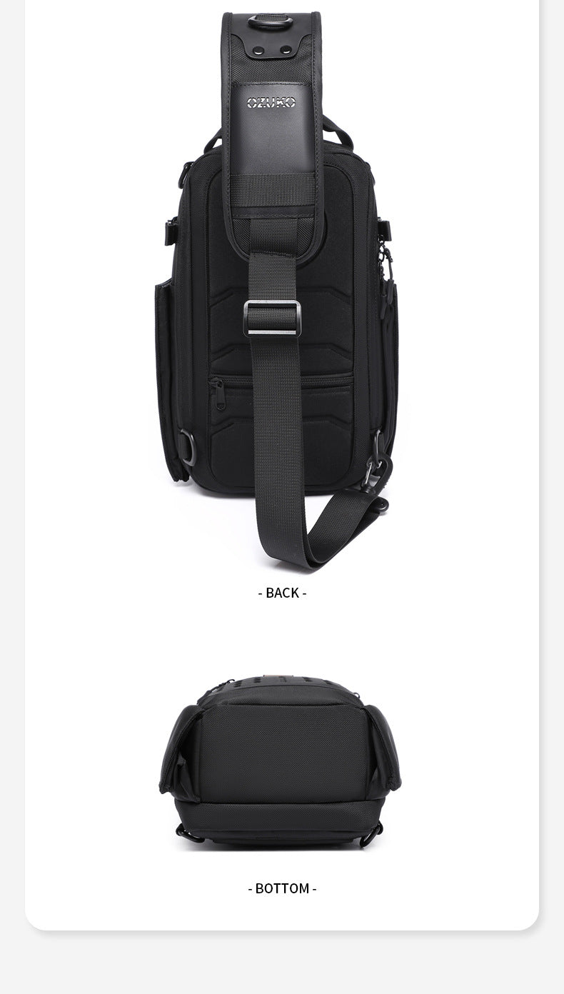 OZUKO Men's Chest Bag Waterproof Multifunctional Crossbody Bag Trendy Portable Small Backpack Large Capacity Single Shoulder Men's Bag