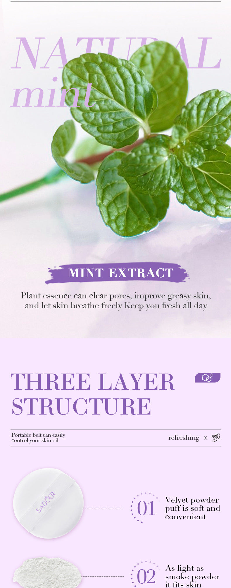 Full English Makeup SADOER Mineral Loose Powder Refreshing Lightweight Setting Concealer Powder  Wholesale