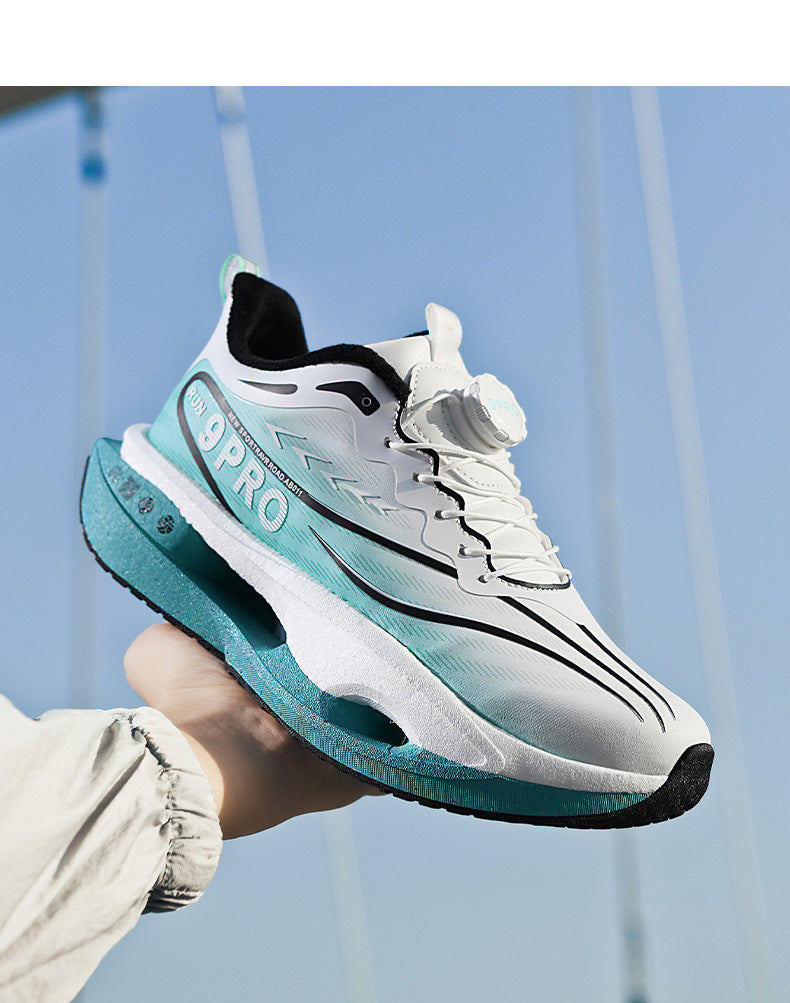 Winter New Leather Surface Fleece-Lined Warm Knob Buckle Sports Shoes Parent-Child Real Carbon Plate Soft Sole Rebound Cushioning Running Shoes