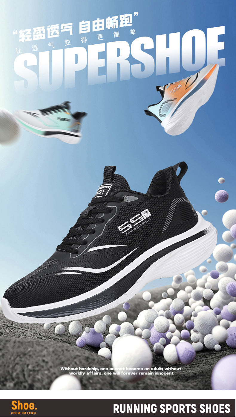 Autumn New Men's Mesh Breathable Sports Casual Running Shoes Ultra-light Thick-soled Non-slip Trendy Fashion Men's Shoes