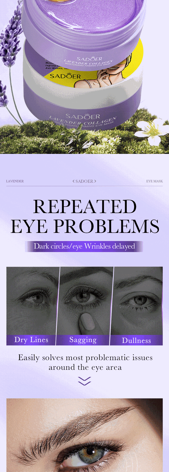 Full English Lavender Collagen Eye Mask80gSADOER Firming and Moisturizing Eye Mask Patch  Wholesale