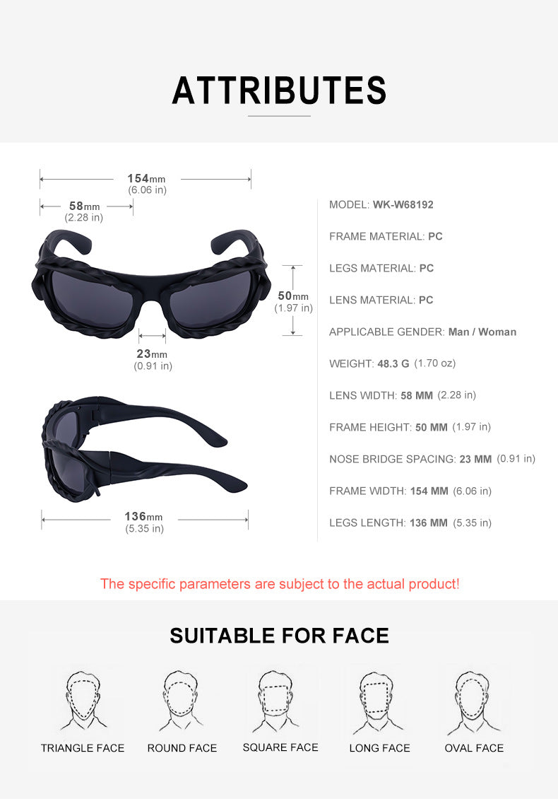 New Y2K Irregular Sunglasses for Women, Cycling Lace Sunglasses, Women's European and American Style Performance Glasses sunglasses