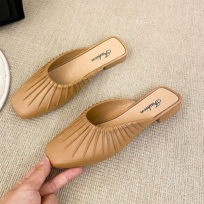 Lazy Closed-Toe Half Slippers for Women, All-Season Outdoor Waterproof Trendy Shoes, Korean Style Versatile Fashion Single Shoes, Women's Sandals