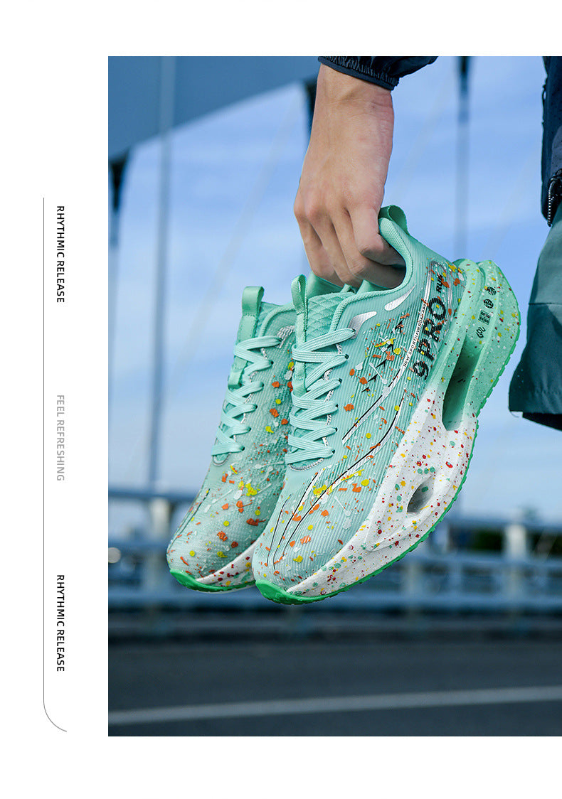 Autumn New Red Rabbit9Fluorescent Breathable Comfortable Couple Sports Shoes Ultra-Light Cushioning Rebound Anti-Slip Wear-Resistant Running