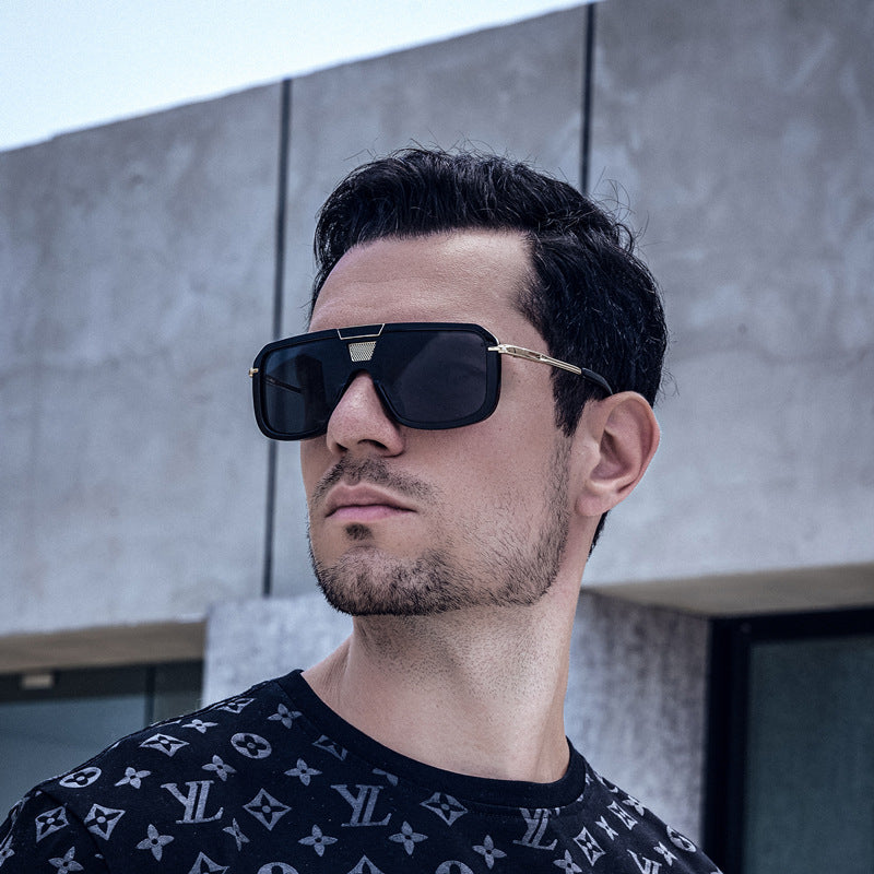 New Retro Square Frame Sunglasses for Men, European and American Style Large Frame Sunglasses for Women, Trendy Wholesale Sun Protection Sunglasses