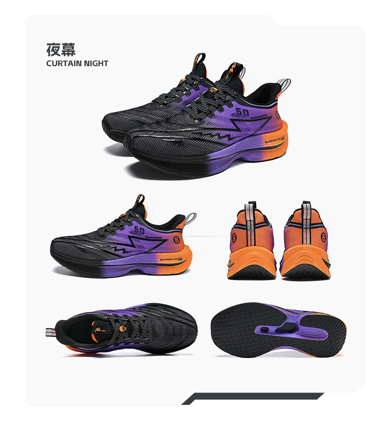 Carbon Plate Running Shoes Mesh Ultra-light Breathable Sports Shoes Men Couple All-match Casual Popcorn Running Shoes Breathable Lightweight