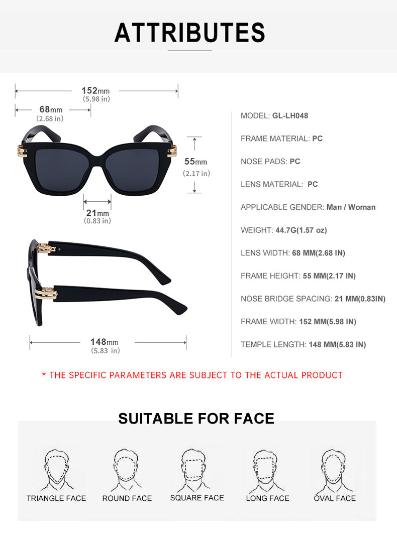 Sunglasses European and American Fashion Square Frame Sunglasses Men's Style Sunglasses Wholesale Glasses sunglasses