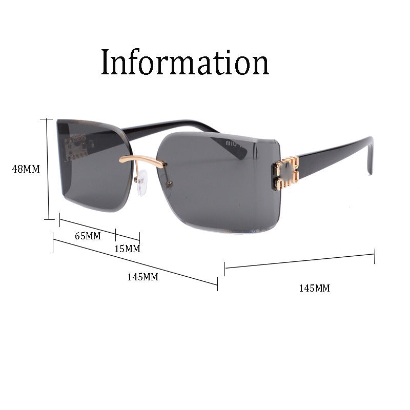 Fashion Frameless Square Sunglasses Curved Lenses Unisex Sunglasses Street Style Fashion Show Personality MU54YSUV400