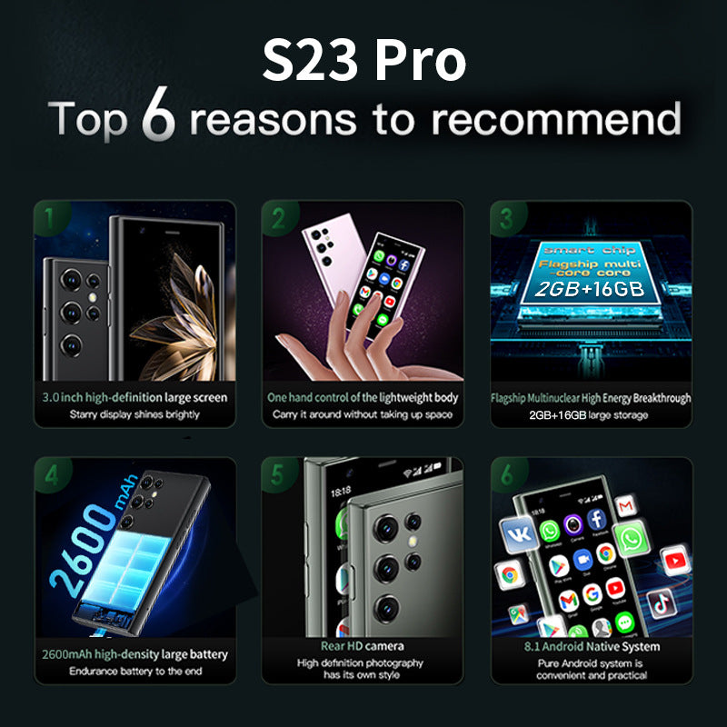 Hot Sale S23Pro Mini Smartphone2+16Dual SIM Dual Standby Android mini Mobile Phone