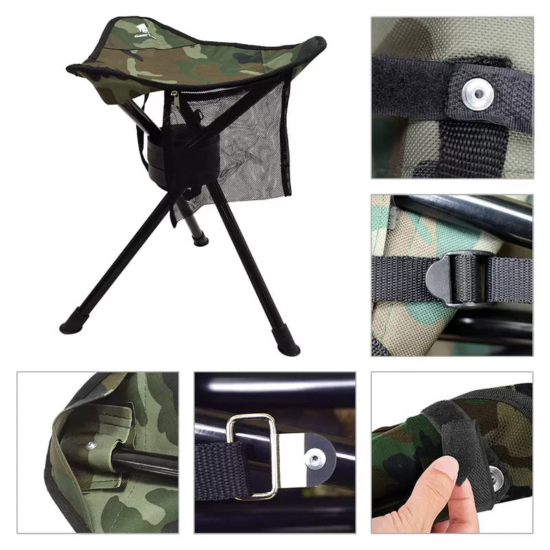 Outdoor Folding Chair Picnic Leisure Rotating Tripod Chair Fishing Portable Thickened Camping Stool