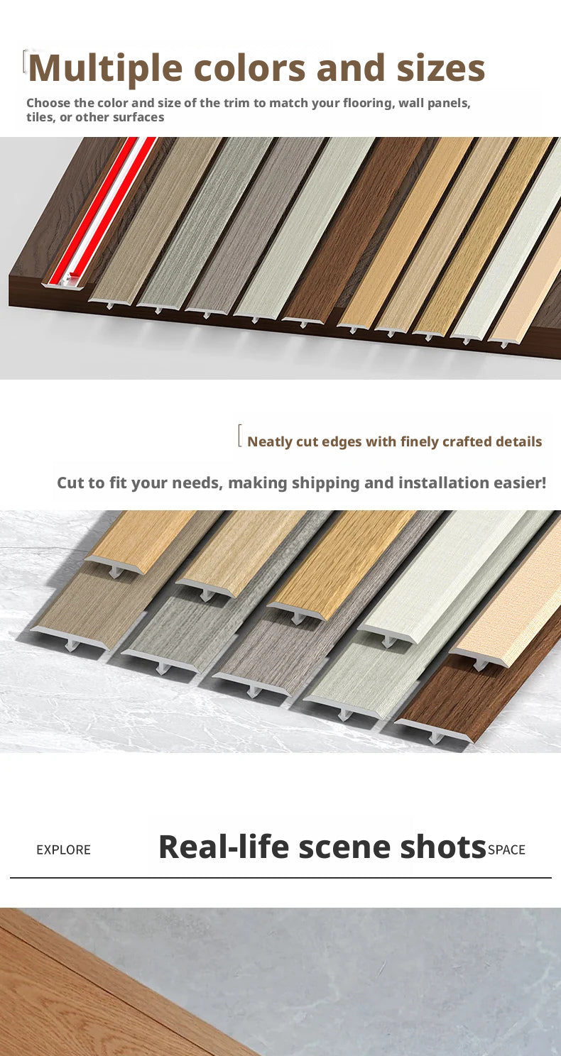 Wood Floor T Flat nail trim strip PVC Edge trim, doorway threshold trim, decorative trim, gap sealing trim