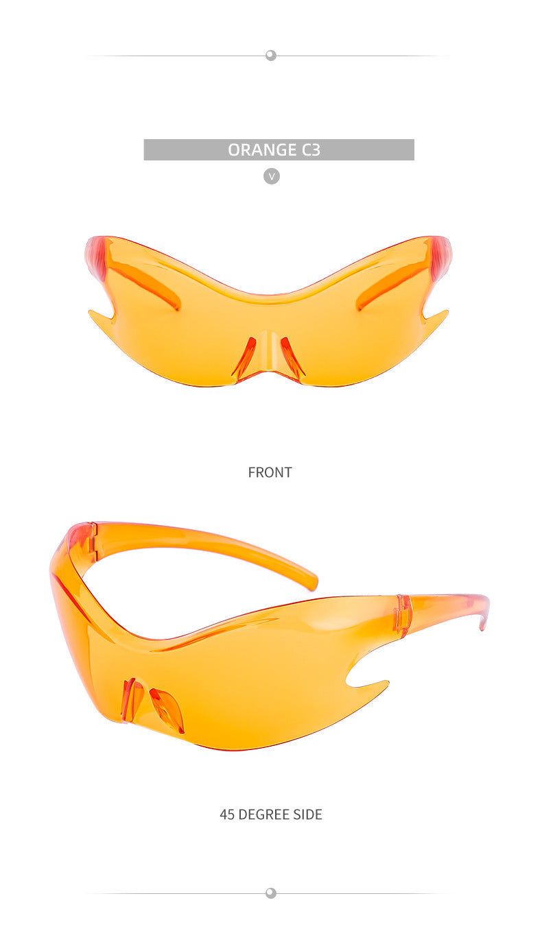 Europe and America Y2K Millennium Sports Windproof Colorful Sunglasses Men's Future Technology Style One-piece Sunglasses Women's Wholesale