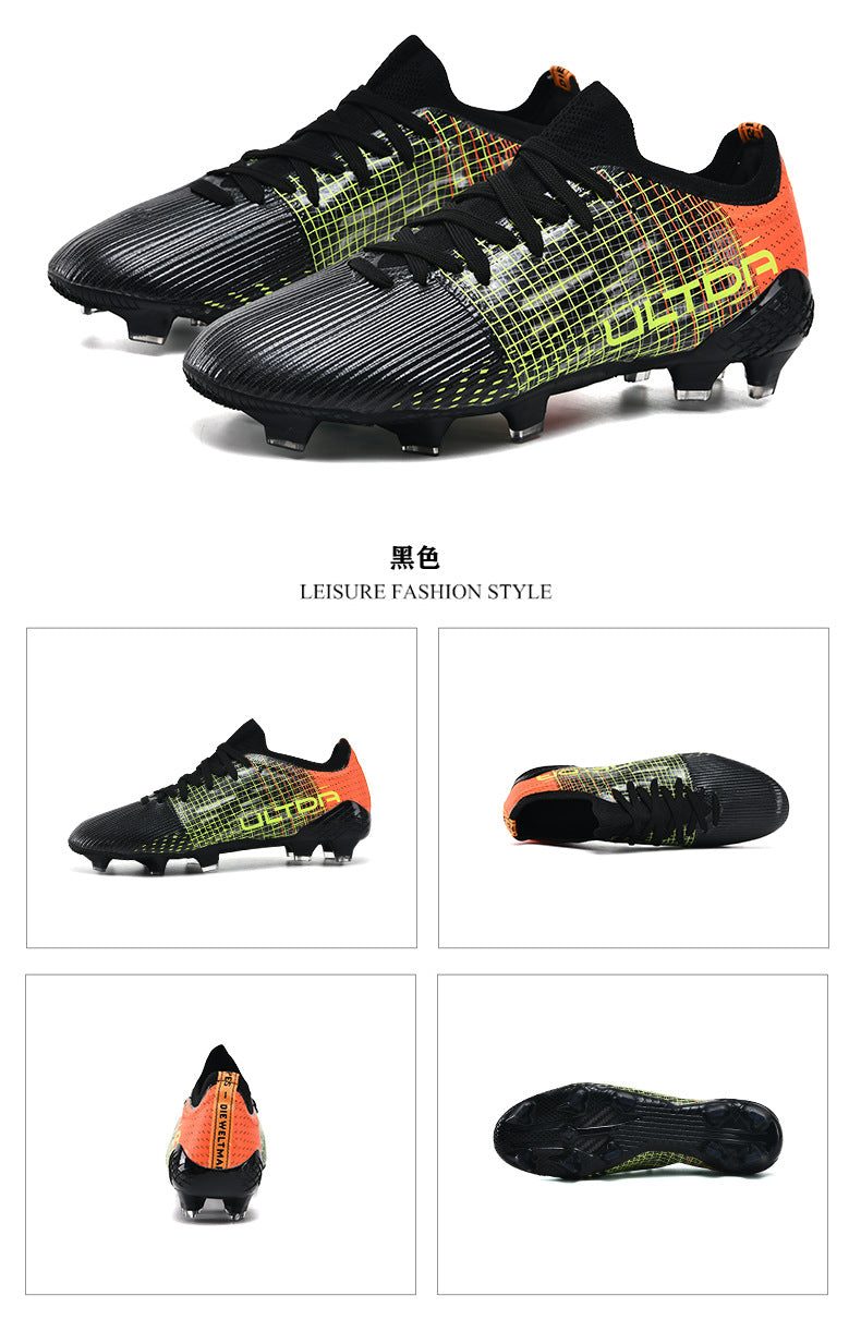 C Luo Professional High-Top Soccer Shoes Male AG Long Spike Youth Student Campus Competition Training Sneakers