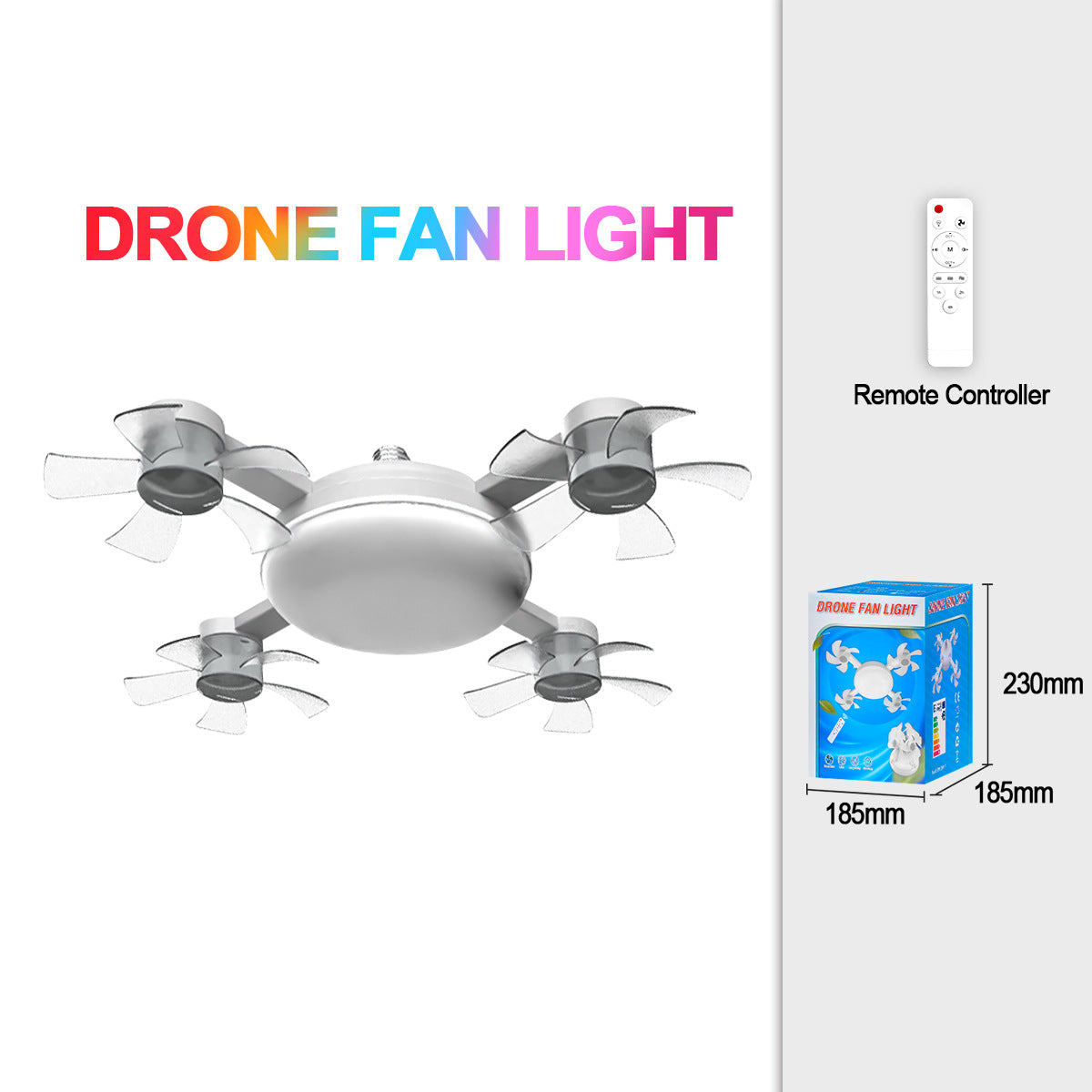 50W Drone Style Ceiling Fan Light E27Fan Light led Fan Light Folding Ceiling Light3Color Light