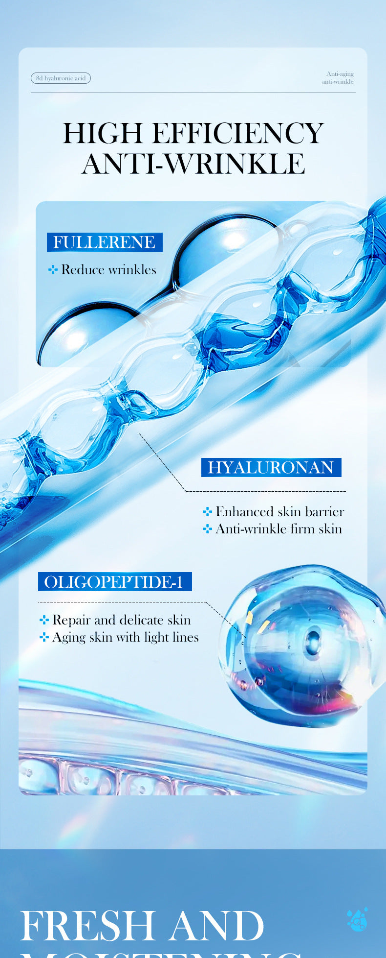 Full English Hyaluronic Acid Face Cream SADOER8D Anti-wrinkle Hydrating Nourishing Face Cream Moisturizing and Rejuvenating  Foreign Trade Wholesale