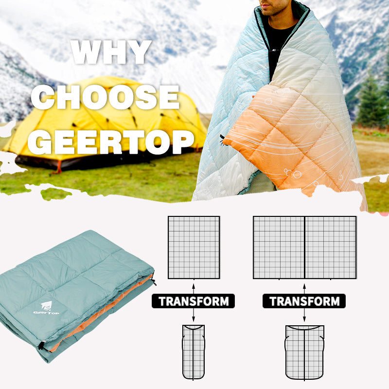 New Adult Camping Sleeping Bag Winter Camping Travel Cold-Proof Down Warm Quilt Home Nap Blanket