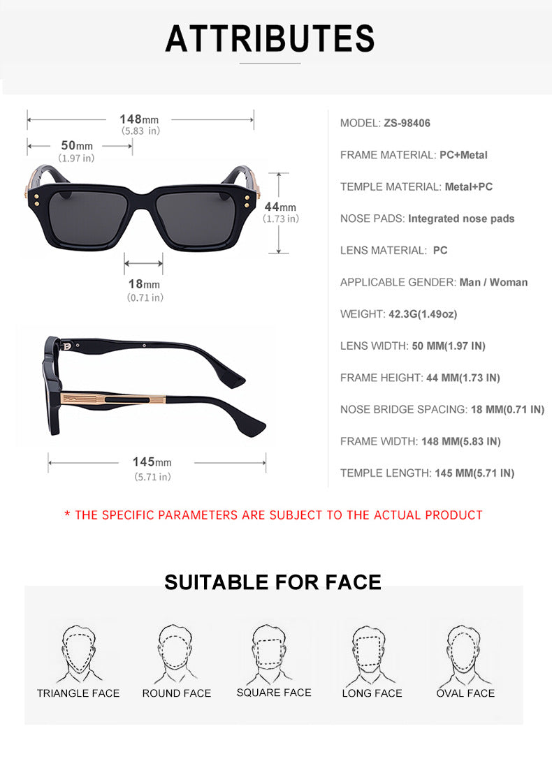 2025New European and American Fashion Square Frame Sunglasses for Men, Unique Small Frame, High-End Trendy Sun Protection Sunglasses for Men