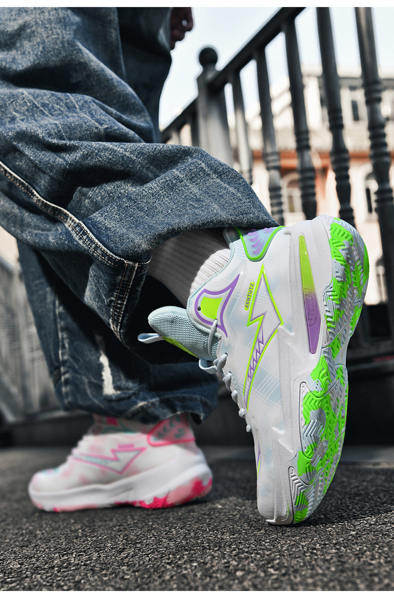 Professional Basketball Shoes for Men, Autumn Non-Slip Wear-Resistant Sports Shoes, Youth Junior High School Specialized Practical Sneakers, Mandarin Duck Color