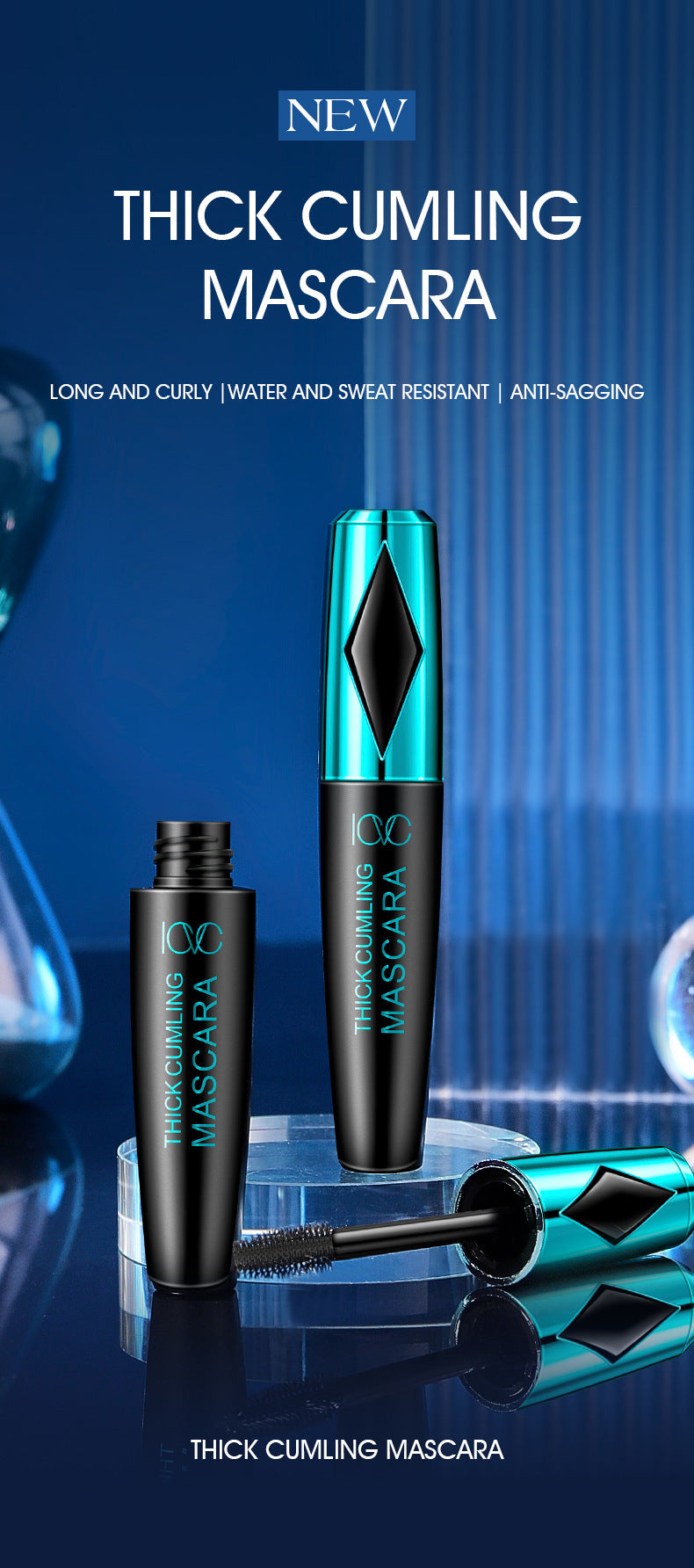 Mascara Waterproof Non-Smudge Lengthening Thick Curling Eyelash Version European Daily Use Makeup