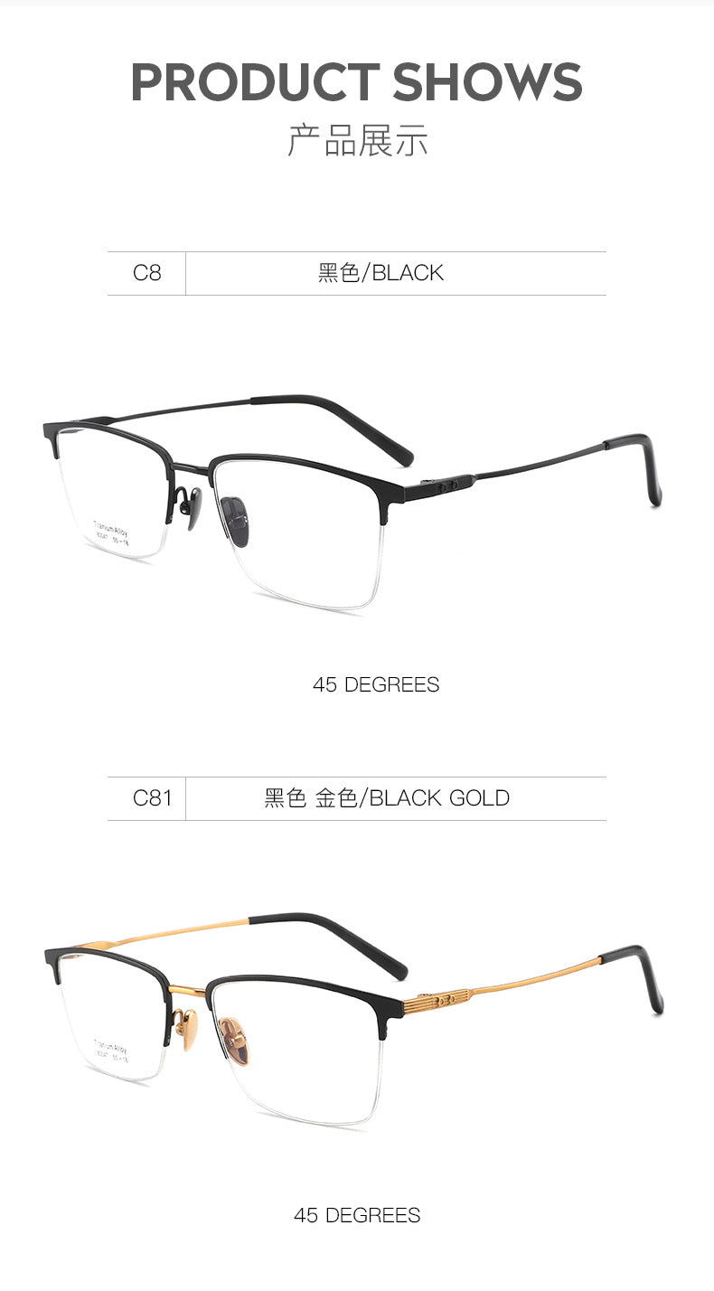 Business Eyebrow Pure Titanium Optical Frame New Half Frame Glasses Titanium Alloy Metal Frame Titanium Frame