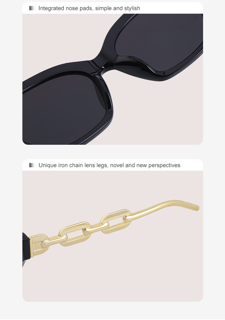 European and American Small Frame Cat Eye Sunglasses for Women, New High Altitude Style, Internet Celebrity Thick Chain Sunglasses, Trendy Women's Glasses Wholesale