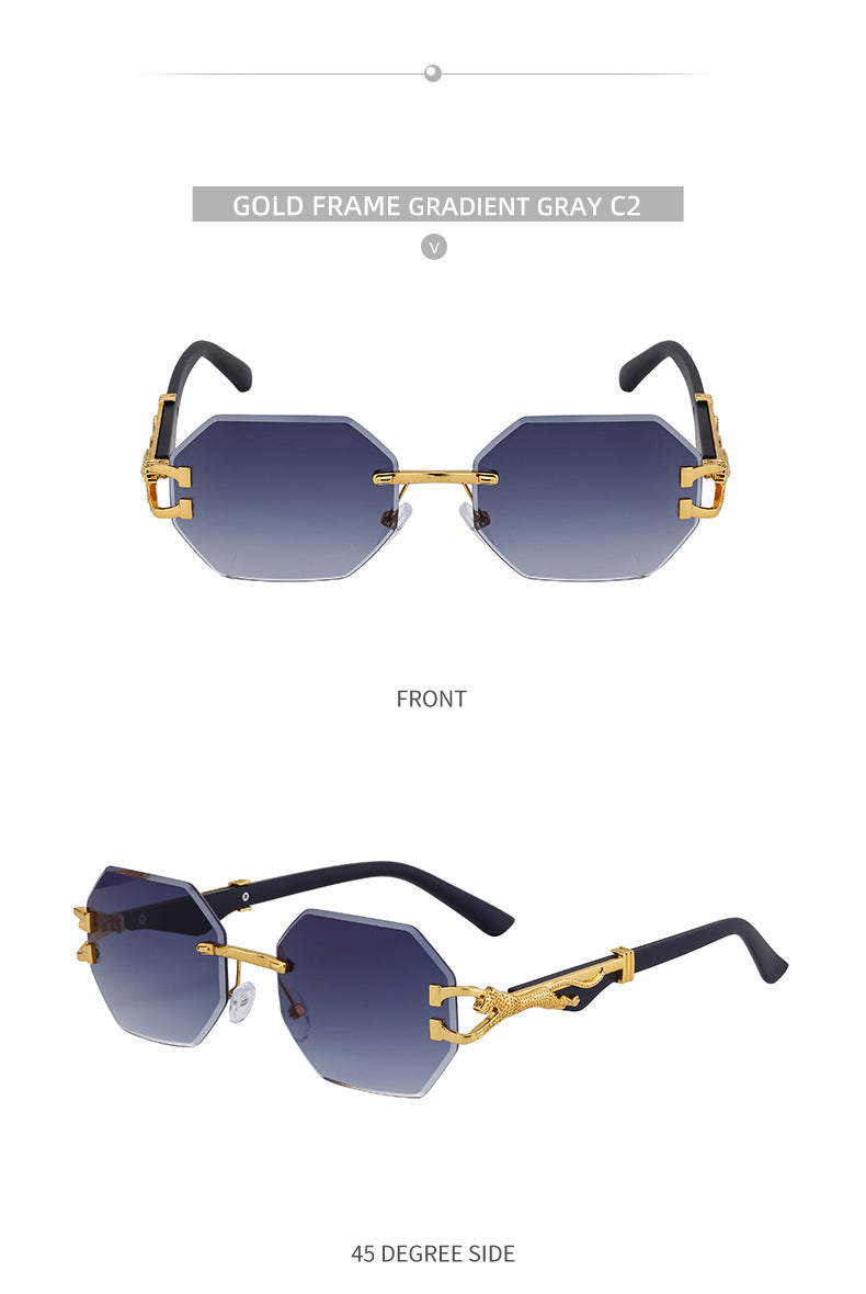 Vintage Imitation Wood Grain Leopard Temple Sunglasses Men's Square Frame Cut Edge Driving Sunglasses Wholesale shades