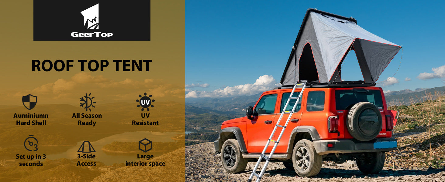 In Stock Car Roof Tent Hard Top Aluminum Alloy Triangle Thickened Rainproof Car Outdoor Camping Equipment Off-Road