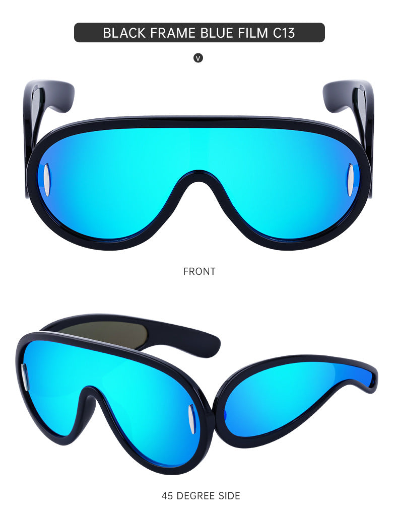 INS One-piece Large Frame Sunglasses for Women, European and American Fashion Sports Cycling Sunglasses, Windproof Glasses Wholesale