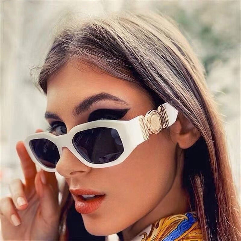 2025New Small Square Frame Sunglasses European and American Trendy Head-Shaped Polygonal Glasses Small Frame Sunglasses for Men