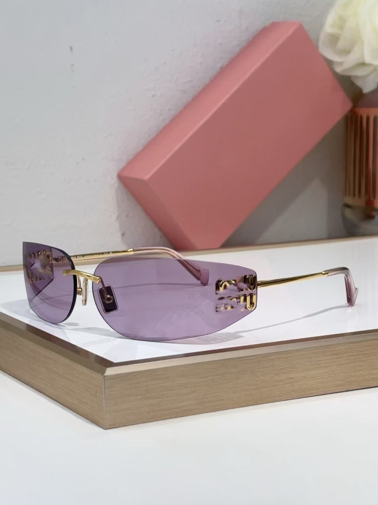 European and American Style miu Miaojia Frameless Sunglasses for Women Xiaohongshu ins Internet Celebrity Style Protective Sunglasses54y