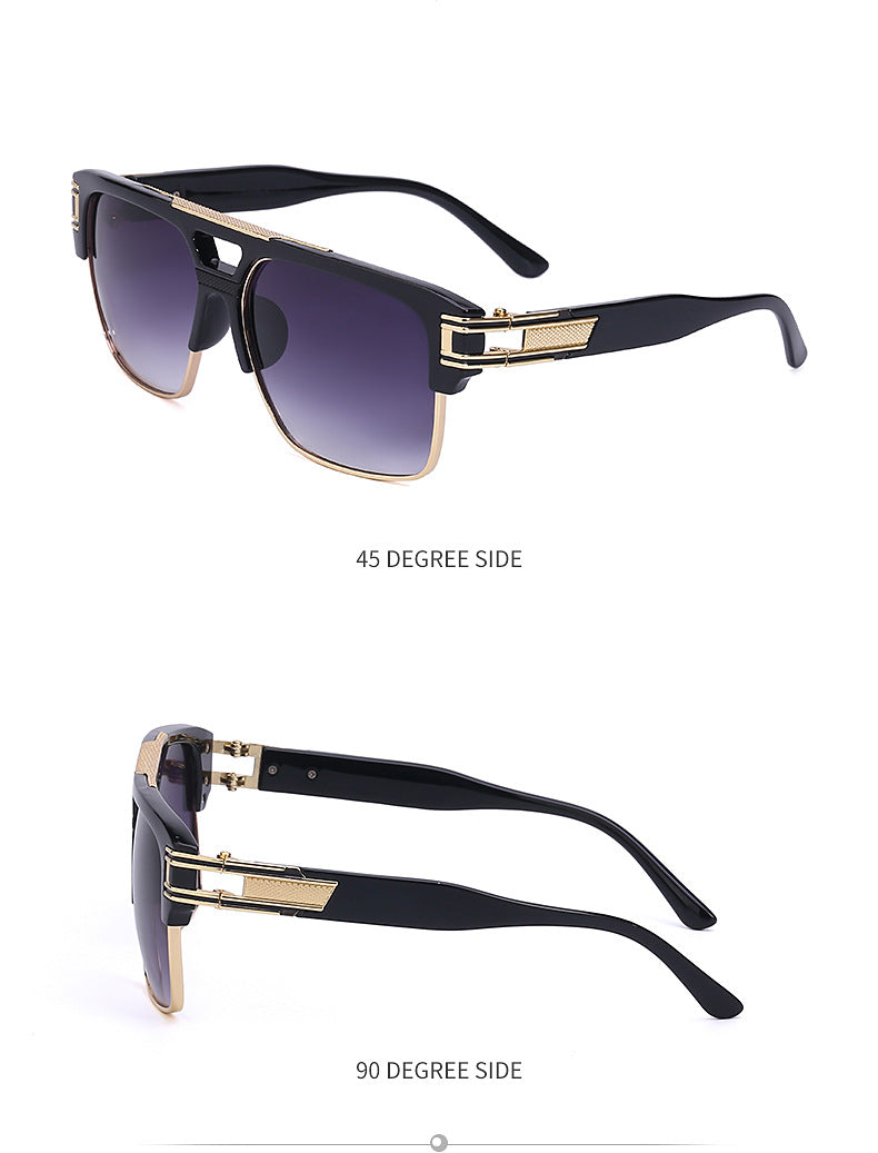 Glasses for Men Driving Special European and American Large Frame Sunglasses Men's High-end Sense Retro Trend Sunscreen Sunshade Full Frame Sunglasses