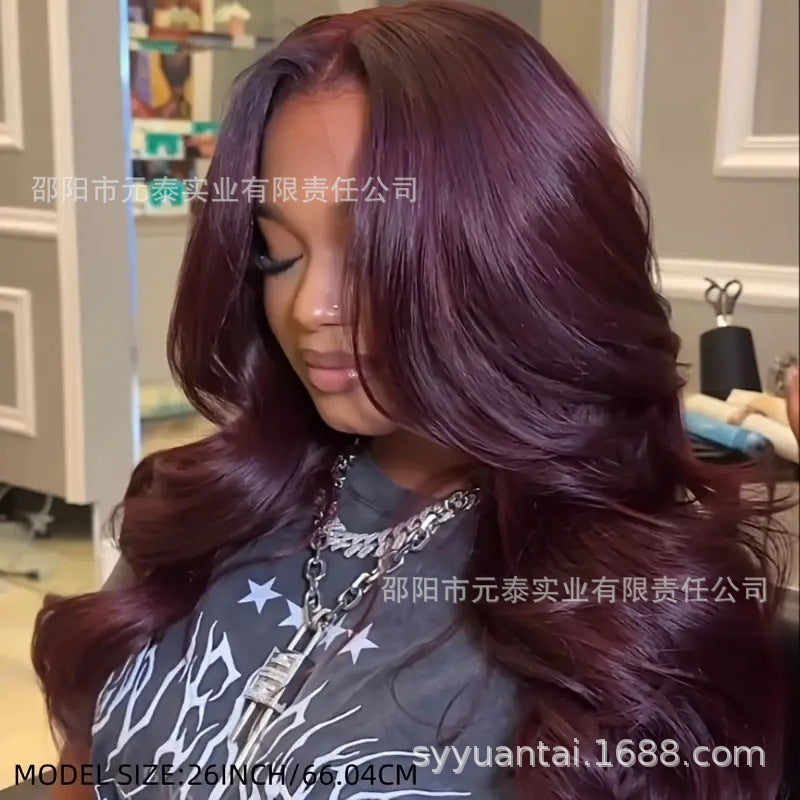 Dark Burgundy Lace Front Wigs 13X4 Body Wave Synthetic Wigs