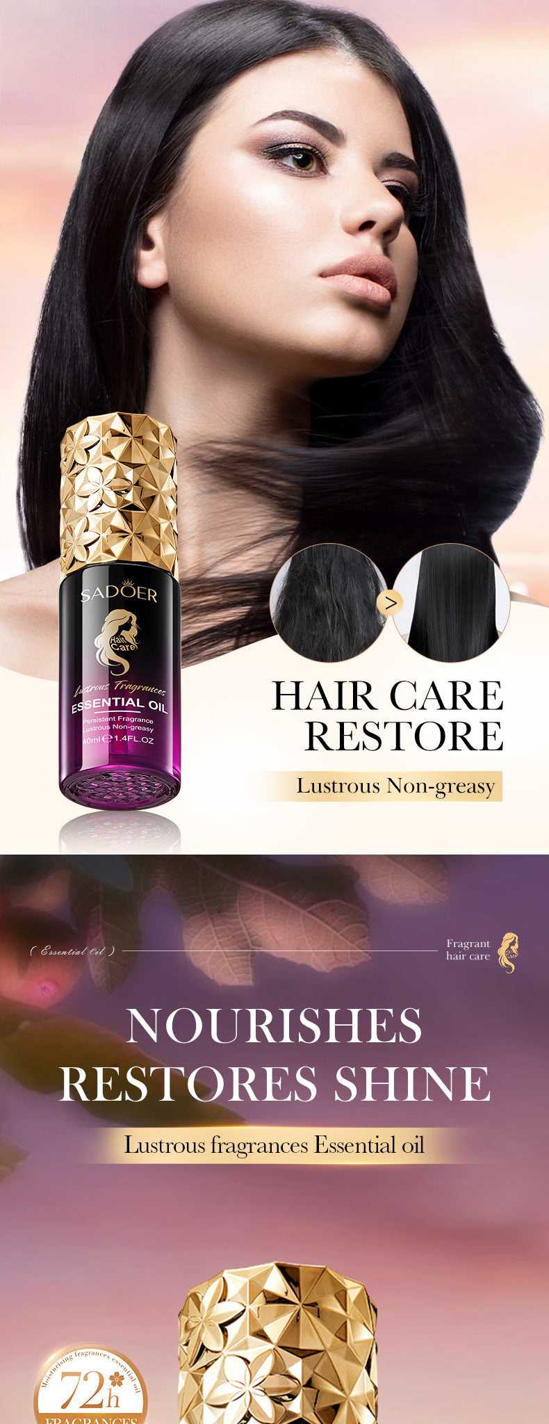 Full English Fragrance Hair Care Essential Oil40ml SADOER Repair Smooth Nourishing Hair Conditioner  Wholesale