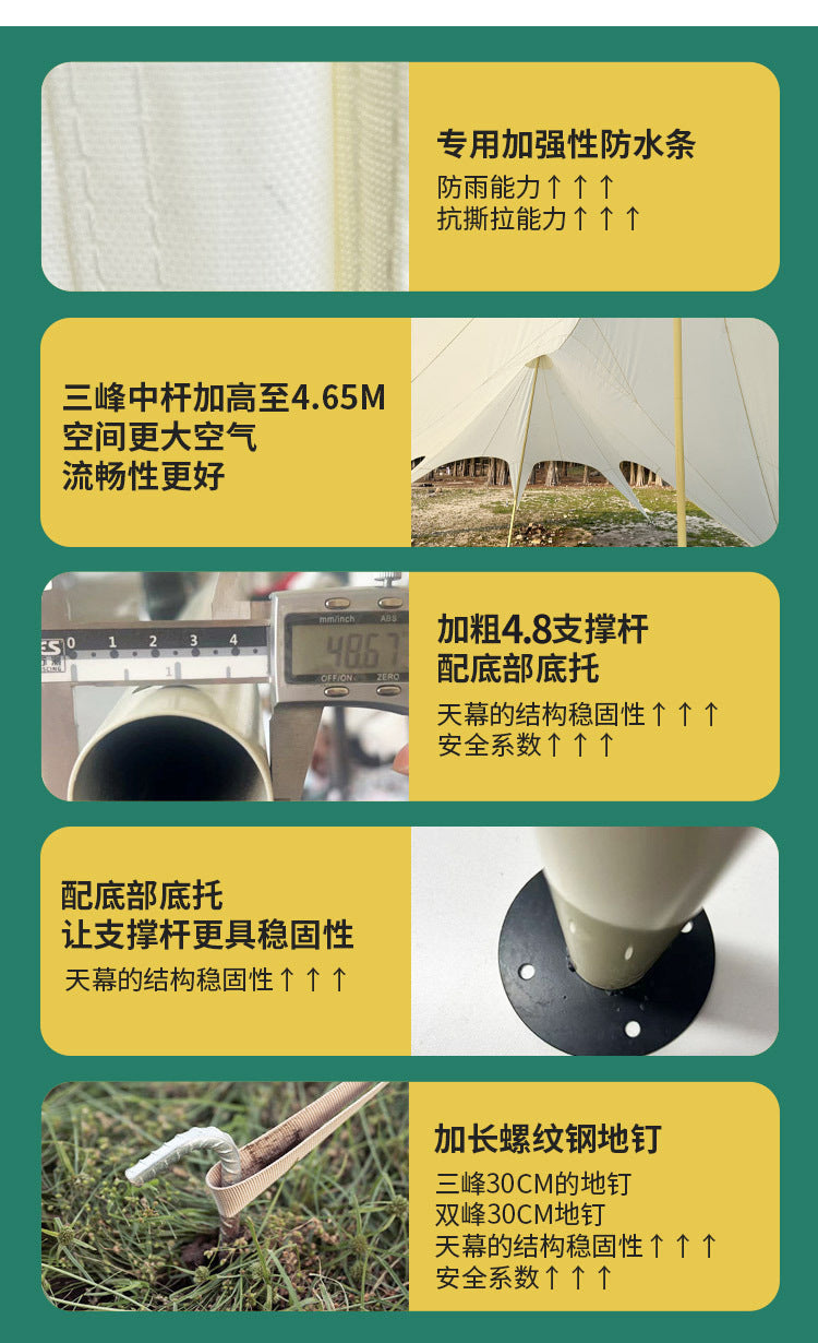 Extra Large Double Peak Canopy Tent Outdoor Camping Rainproof Sunproof Three Peak Giant Octopus Tent Camp Canopy