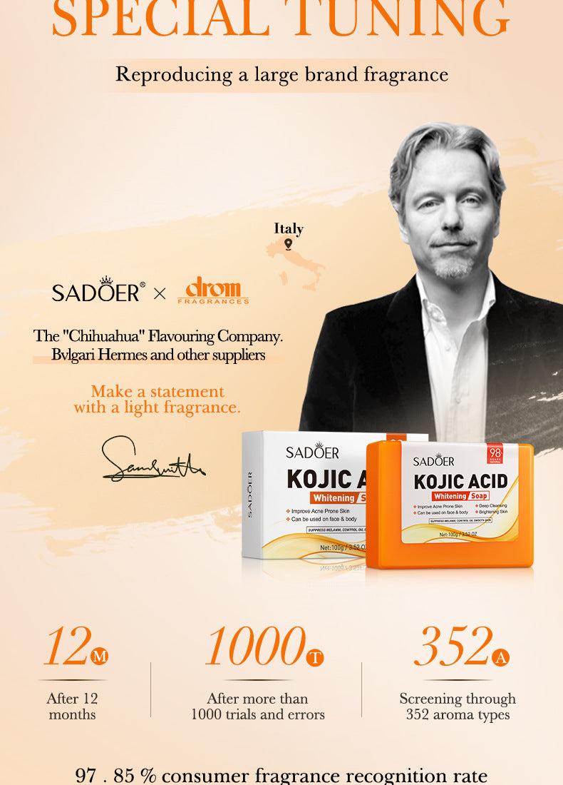 Full English Kojic Acid Whitening Soap100g SADOER Clean Bathing Facial Soap Handmade Soap  Wholesale