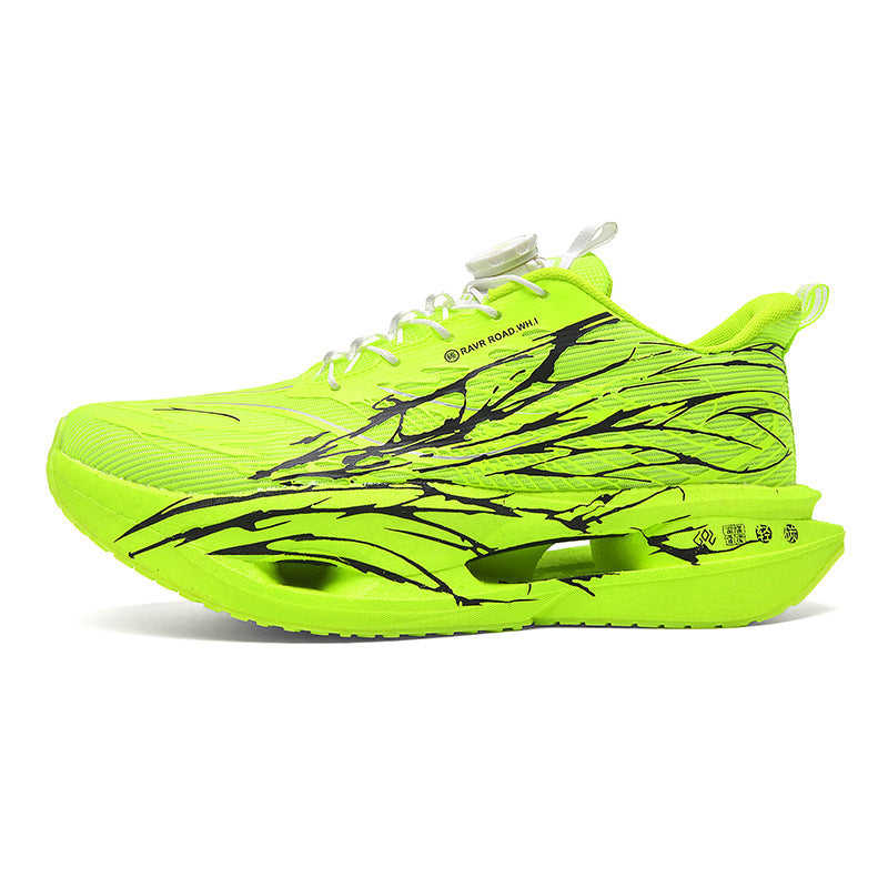 Autumn Winter Double Mesh Thickened Comfortable Rotating Buckle Fluorescent Versatile Running Shoes Youth Carbon Plate Really Soft Sole Sports Shoes