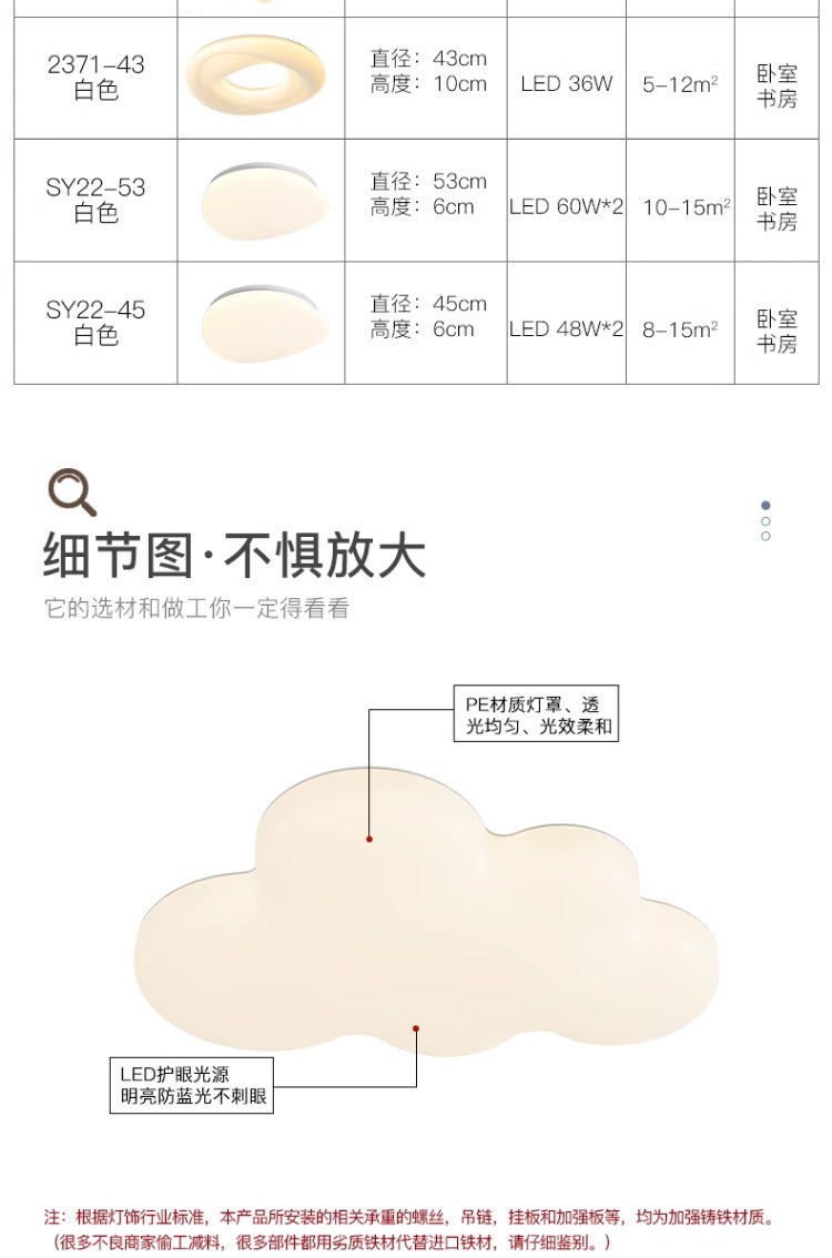 Children's Room Bedroom Ceiling Lamp Full Spectrum Eye Protection led Boys and Girls Cloud Room Cream Style Internet Celebrity Lighting