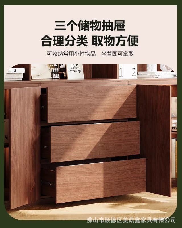 ENF Grade Oak Bookshelf Bookcase Floor-standing Storage Rack Living Room Wall-mounted Integrated Bookcase Storage Cabinet Organizer