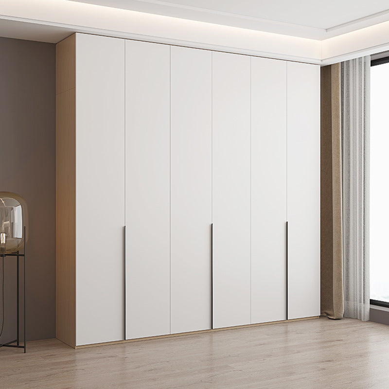 Solid Wood Wardrobe for Home Bedroom Modern Simple Particle Board Cabinet Six-Door Segmented Coat Wardrobe Thickened Cabinet Body