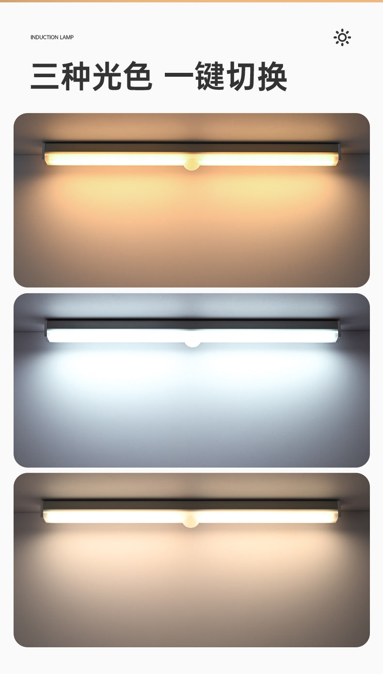 Intelligent Human Body Sensor led Rechargeable Strip Light Wiring-free Magnetic Self-adhesive Cabinet Wardrobe Light Strip