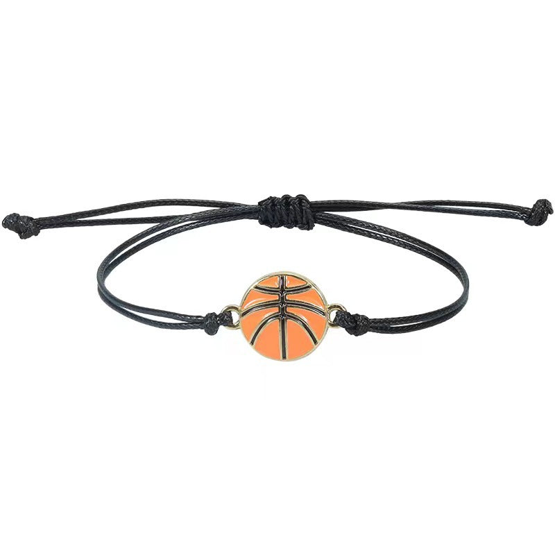 Basketball Wax Line Simple Bracelet Men's Holiday Gift Football Baseball Alloy Pendant Fan Sports Woven Bracelet