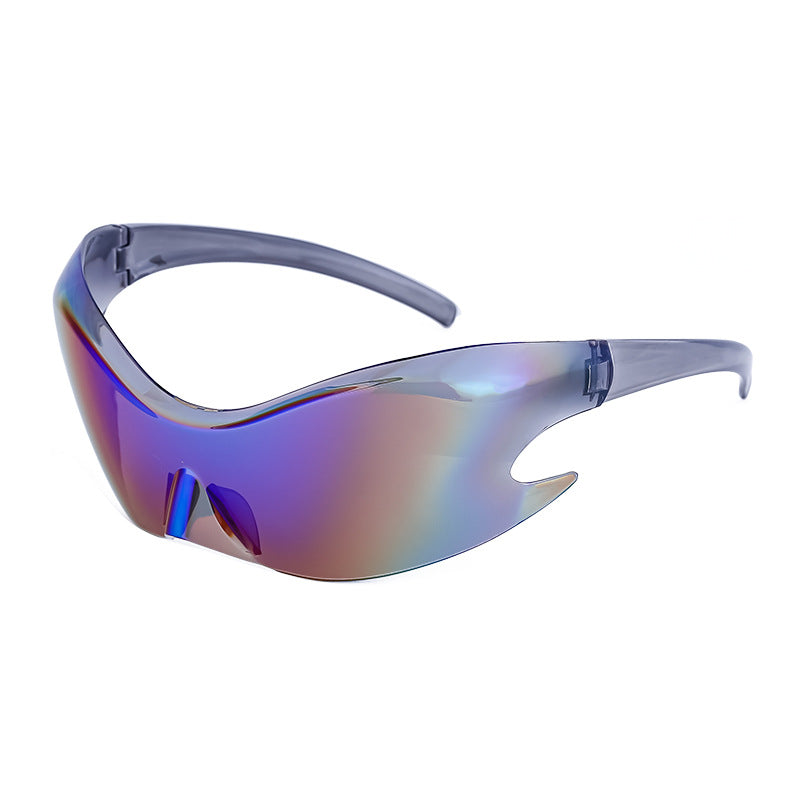 Europe and America Y2K Millennium Sports Windproof Colorful Sunglasses Men's Future Technology Style One-piece Sunglasses Women's Wholesale