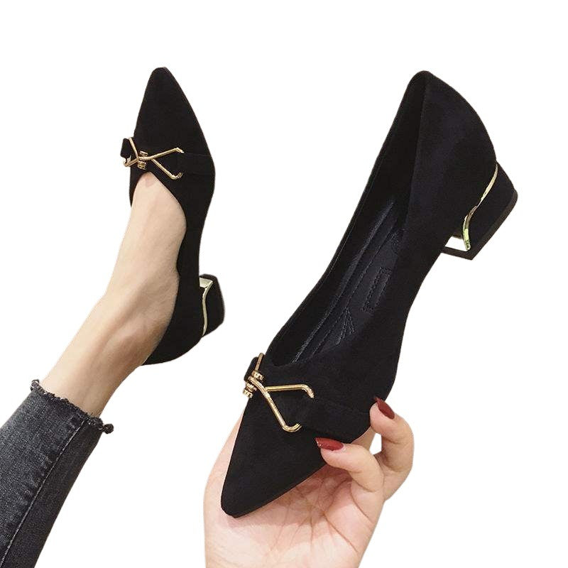 Pumps Women2025New Korean Style Versatile Fairy High Heels for Women, Soft Sole, Non-Chafing, Chunky Mid Heel Fashion Shoes for Women