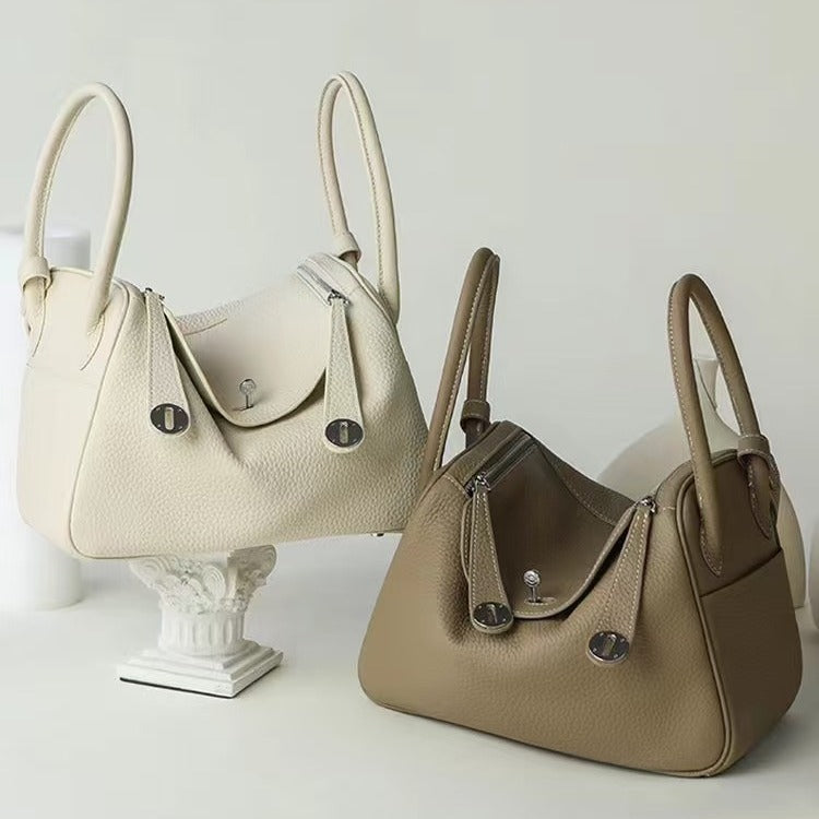 Doctor Genuine Leather Women's Bag2024Handheld Top Layer Cowhide Lychee Pattern Lindy Bag Single Shoulder Handbag Medicine Box Trendy