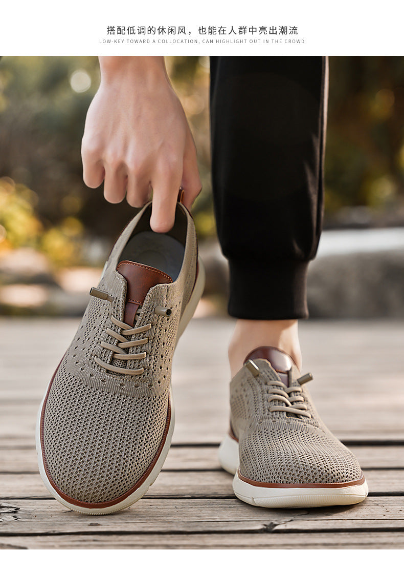 Foreign Trade Large Size Men's Shoes Lightweight Casual Sports Shoes Breathable Flyknit Mesh Loafers One-Piece Dropshipping Fashion Versatile