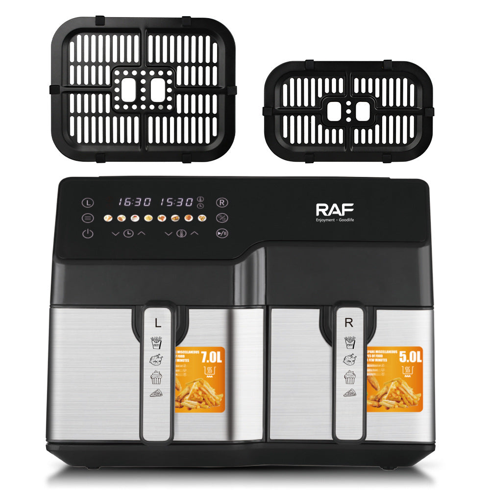 RAF European Standard Air Fryer Double Pot Large Capacity Multifunctional Household Electric Fryer No Oil Smoke Smart Touch Screen
