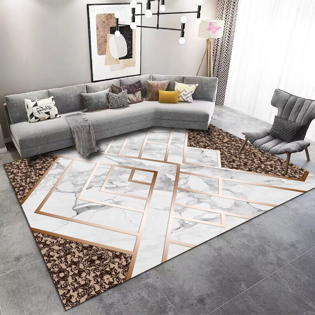 Living Room Carpet Stain-Resistant Easy Care Crystal Velvet Carpet Non-Slip Wear-Resistant Home Light Luxury Style Bedroom Bedside Rug Full Coverage