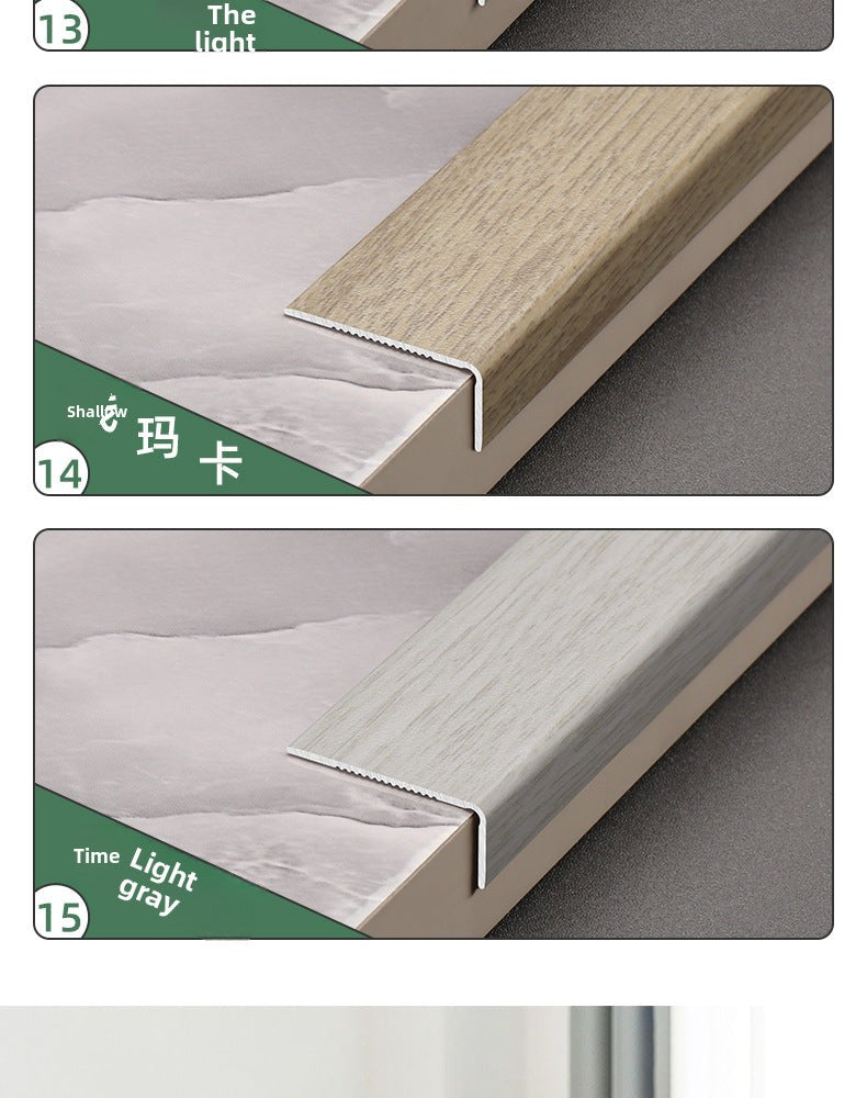 Aluminum alloy wood grain L Edge trim for wooden flooring at right angles7Decorative tile edge trim with embossed pattern for exterior corners