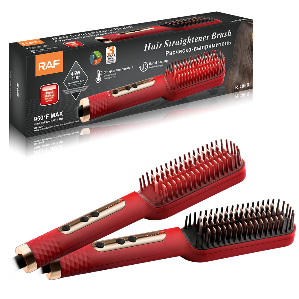 RAF EU Standard Hair Straightening Brush Non-Damaging Hair Straightening and Curling Dual-Use Electric Curling Iron Hair Straightener for Home Use